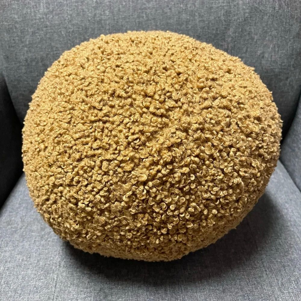 Pottery Barn Cozy Teddy Ball Pillow- Tobacco